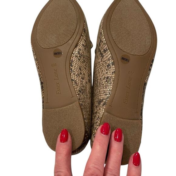 ESSEX LANE Flats – Snake Print, Pointed Toe, Sz 6, NWOT, Neutral Edge - Picture 4 of 7